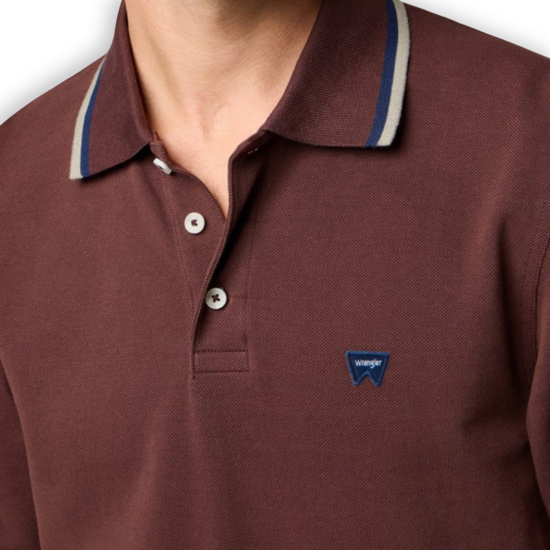 Wrangler Long Sleeve Polo | Mahogany