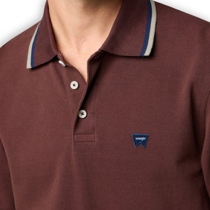 Wrangler Long Sleeve Polo | Mahogany