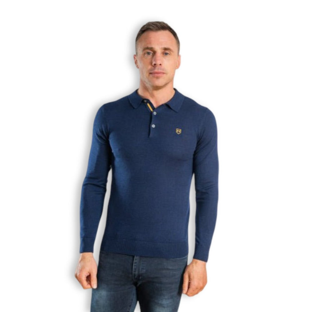 XV Kings Tommy Bowe Knitted Long Sleeve Polo | Galactus Admiral