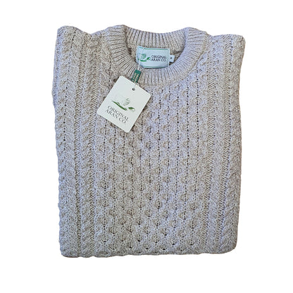 Aran Crew Neck Jumper - Parsnip