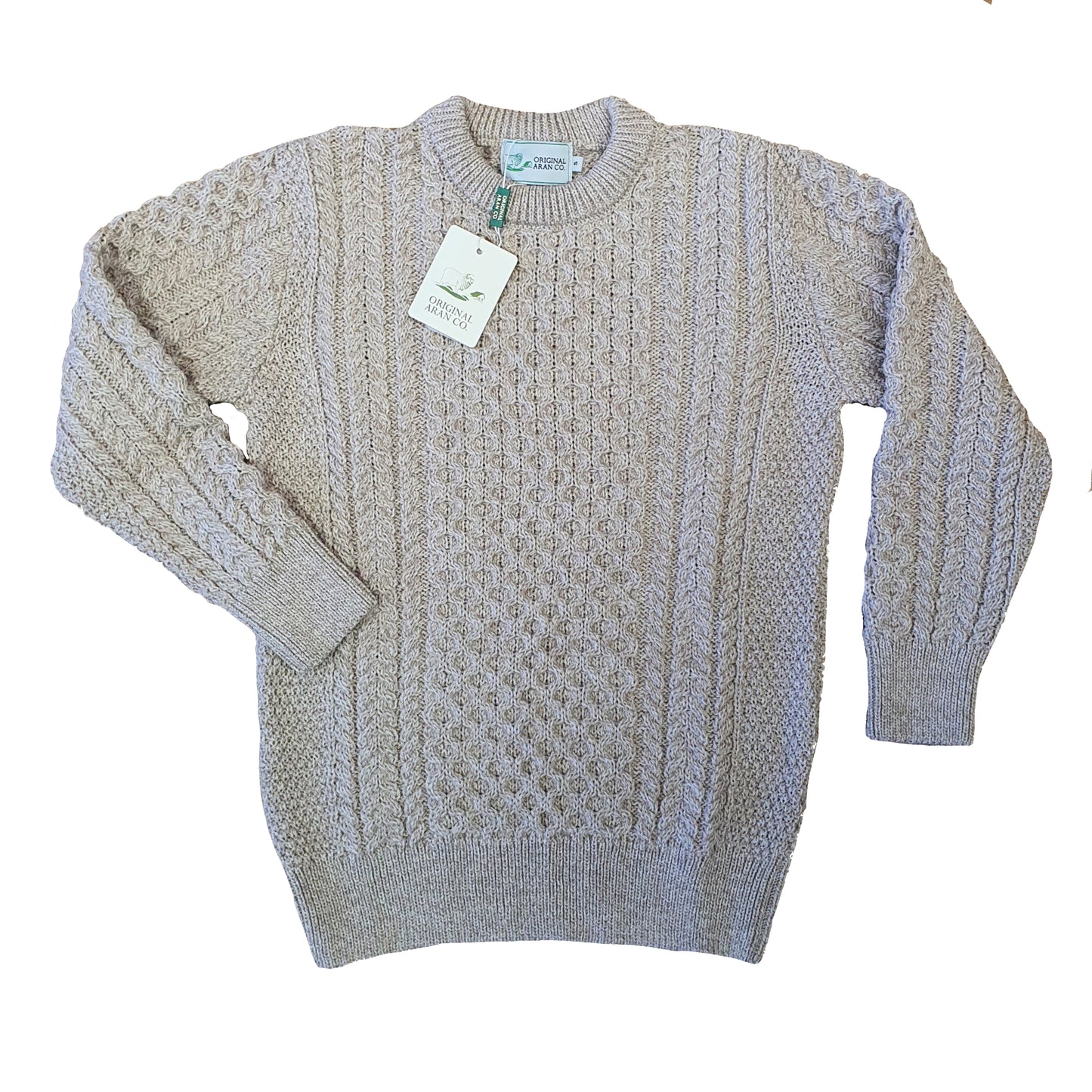 Aran Crew Neck Jumper - Parsnip