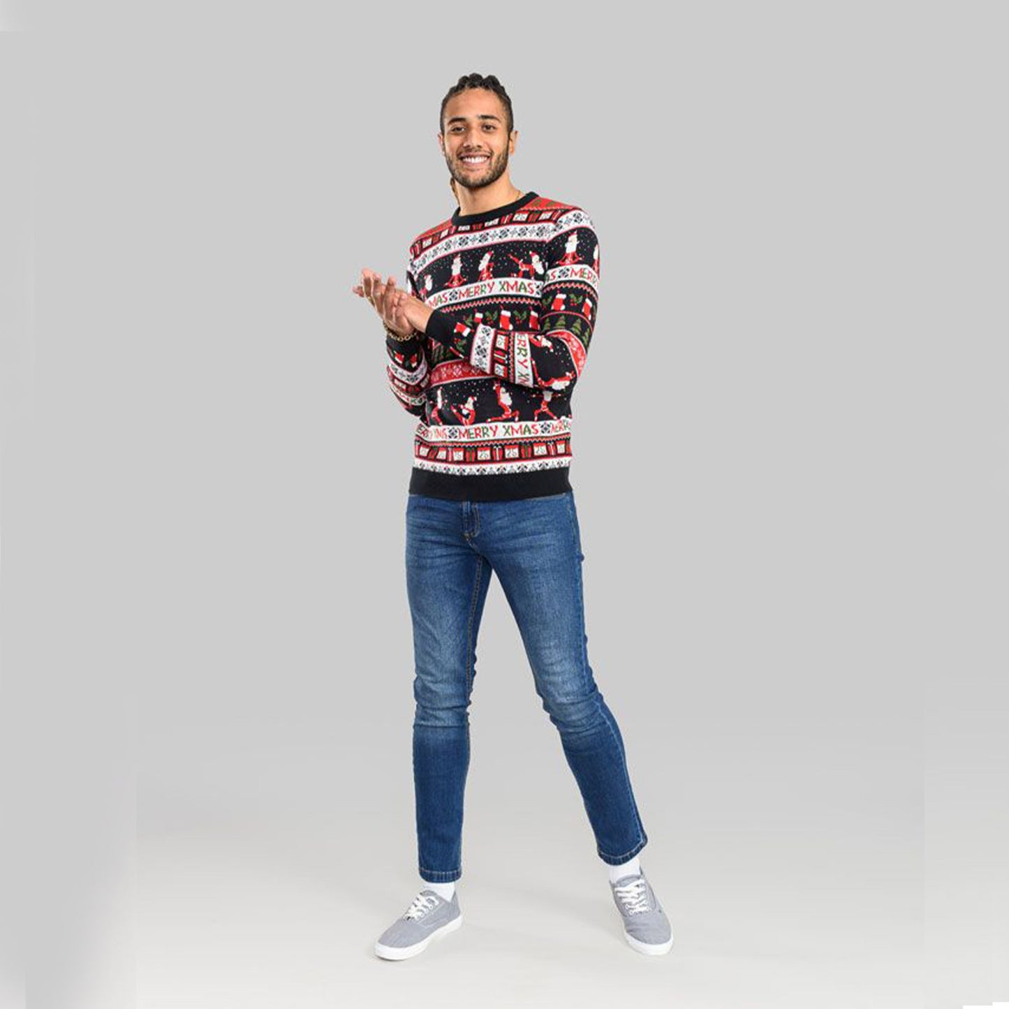 D555 Christmas Jumper | Eggnog Black/Red