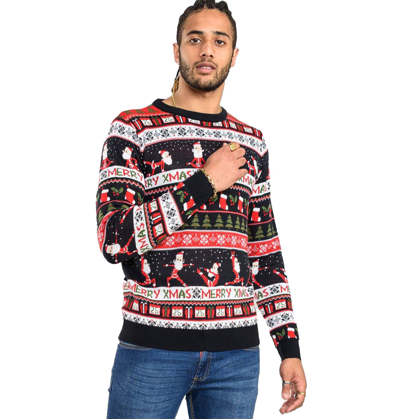 D555 Christmas Jumper | Eggnog Black/Red