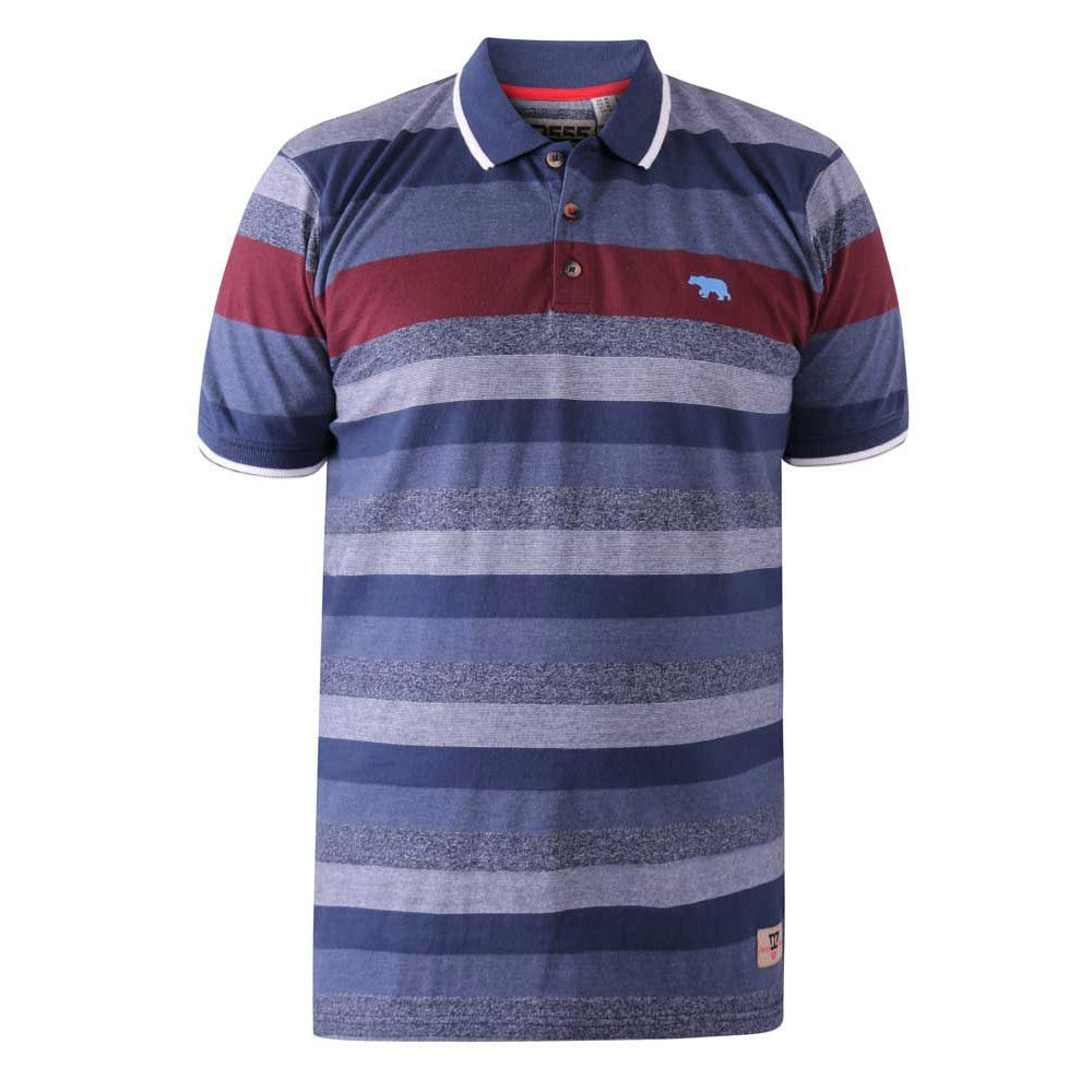 D555 Polo Shirt - Blue/Wine Stripe