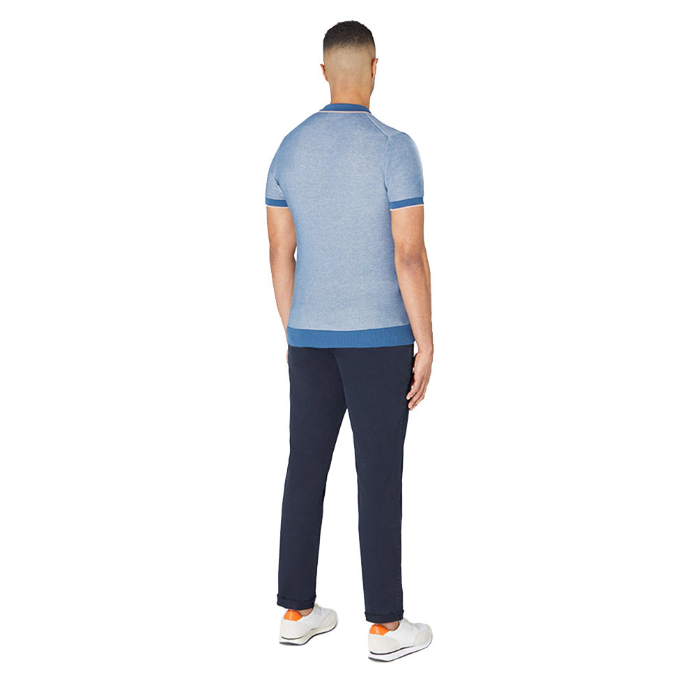 Remus Uomo Slim Fit Knitted Polo - Blue