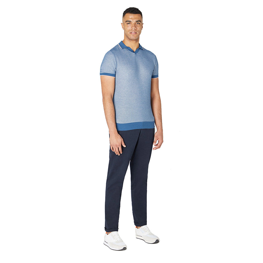 Remus Uomo Slim Fit Knitted Polo - Blue