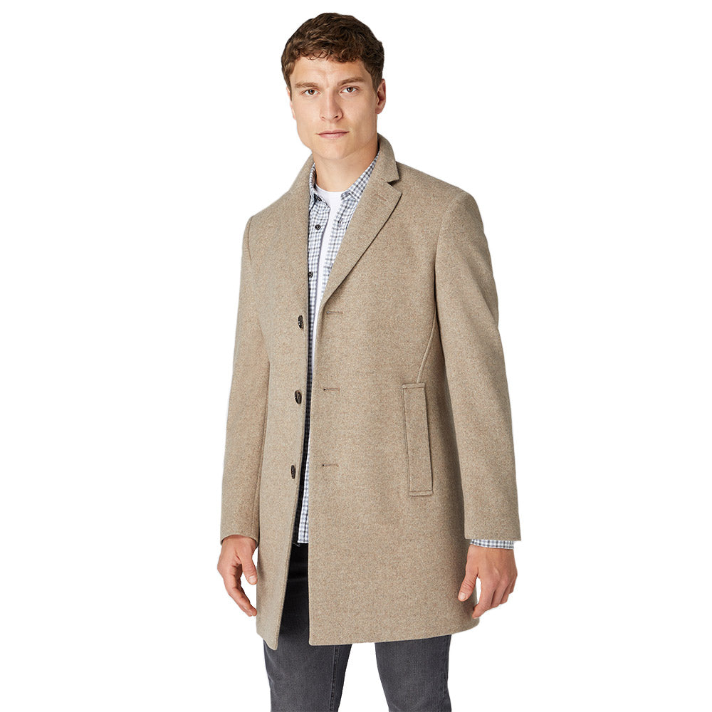 Remus Uomo Slim Fit Wool-Rich Overcoat - Taupe