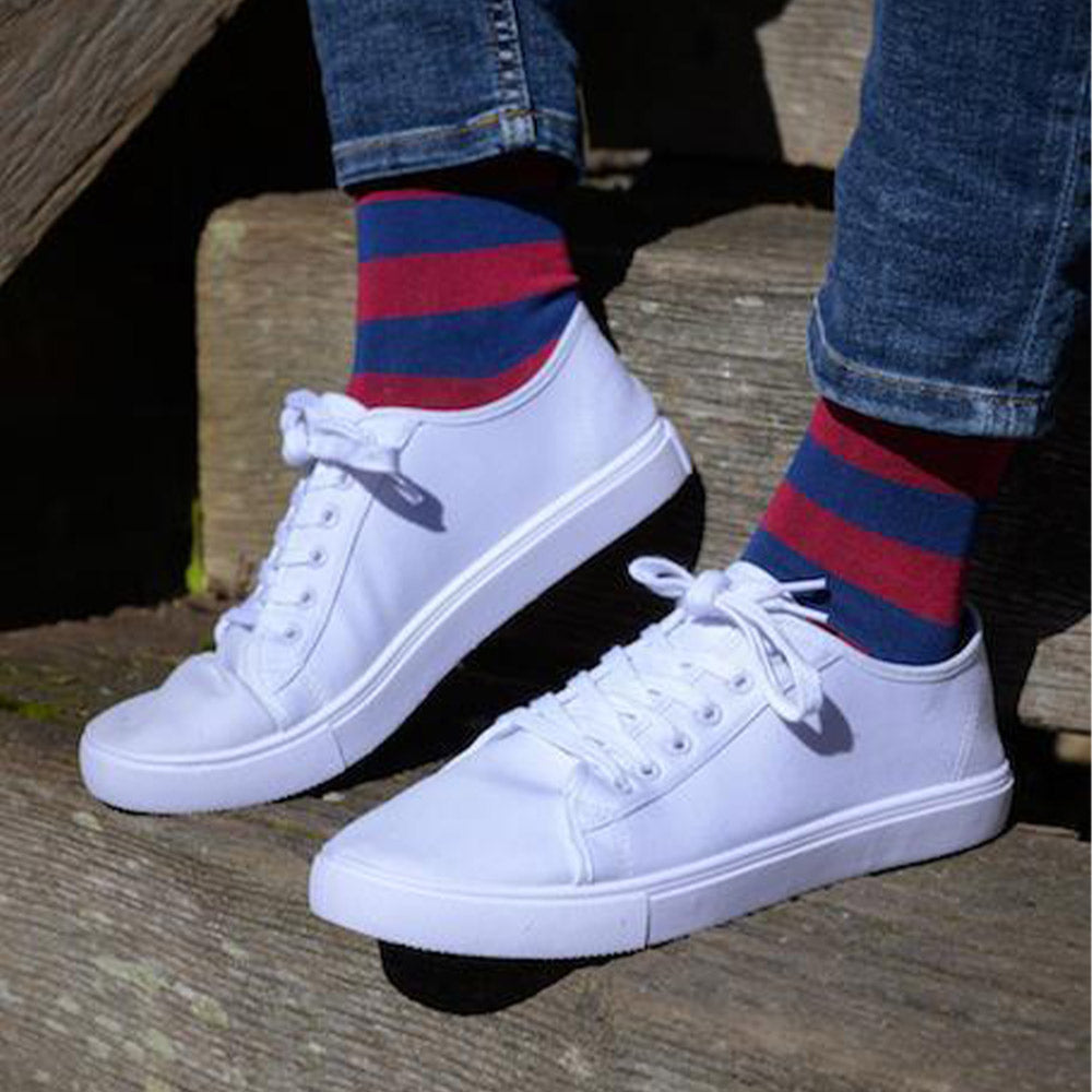 Swole Panda Bamboo Socks | Burgundy Striped