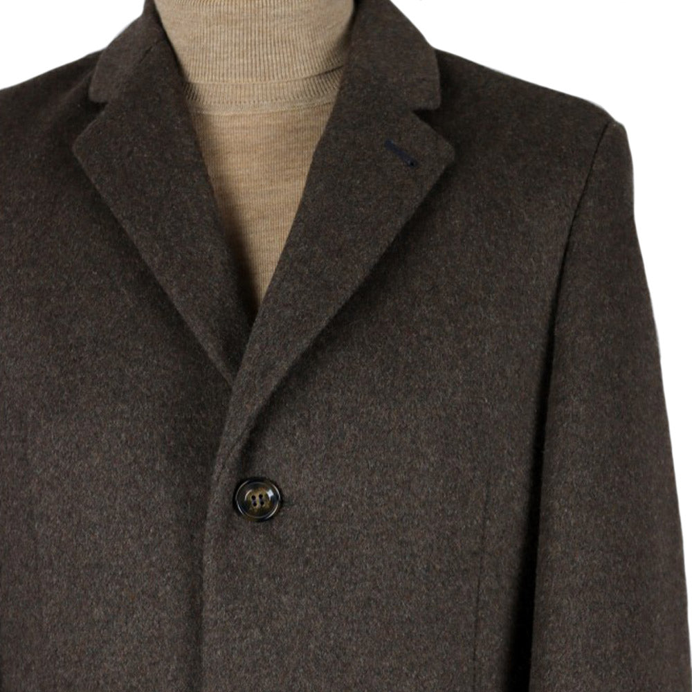 White Label Tapered Fit Wool-Mix Overcoat - Brown