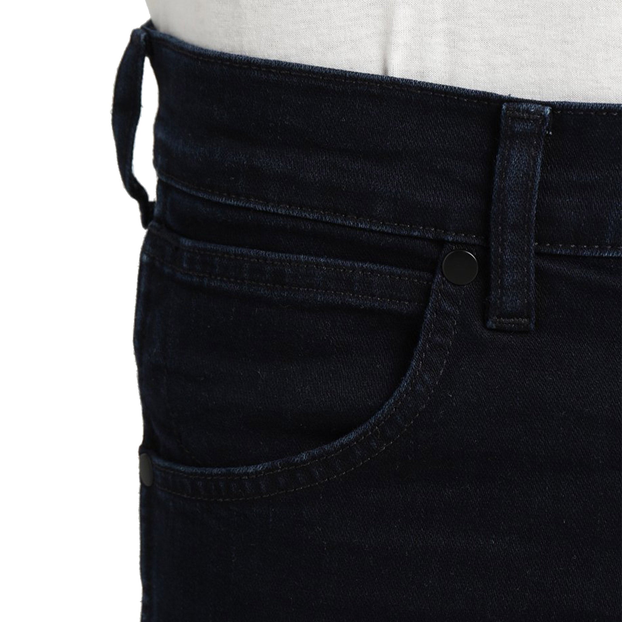 Wrangler Greensboro Stretch Jean in Black Back Close up of Front Pocket